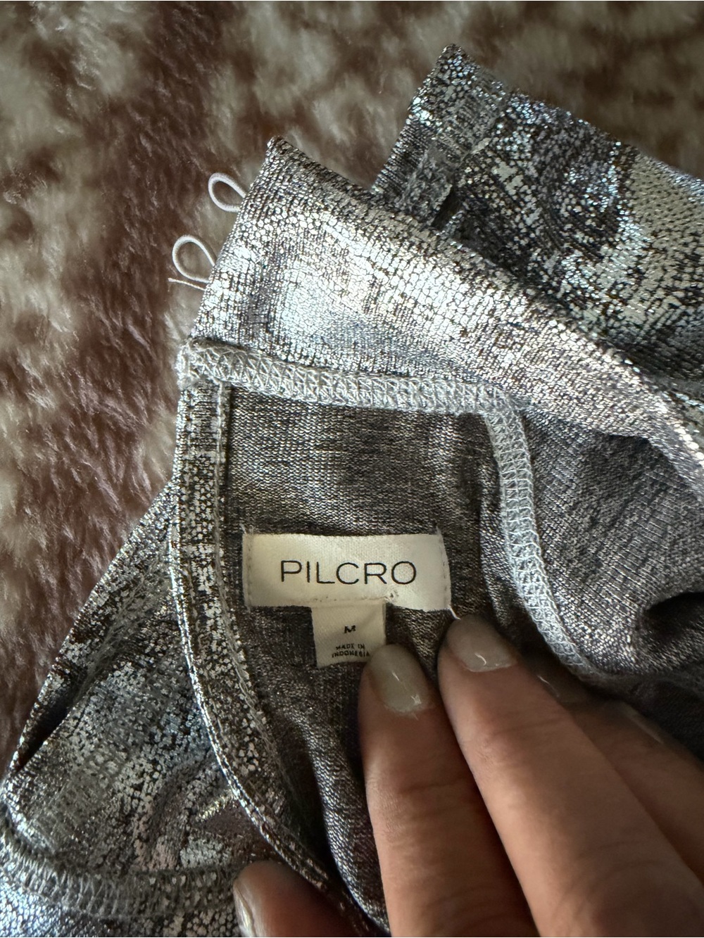 Pilcro Gray & White Heathered Mock Neck Short Sleeve Tee - Picture 7 of 11